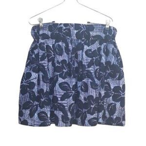 Twentyone Skirt Retro Mini Balloon Bubble Pockets Black White Flower‎ Print Sz L